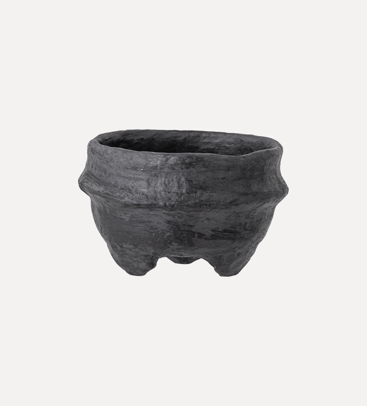 Paper Mache footed bowl black