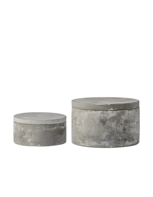 Grey round cement box