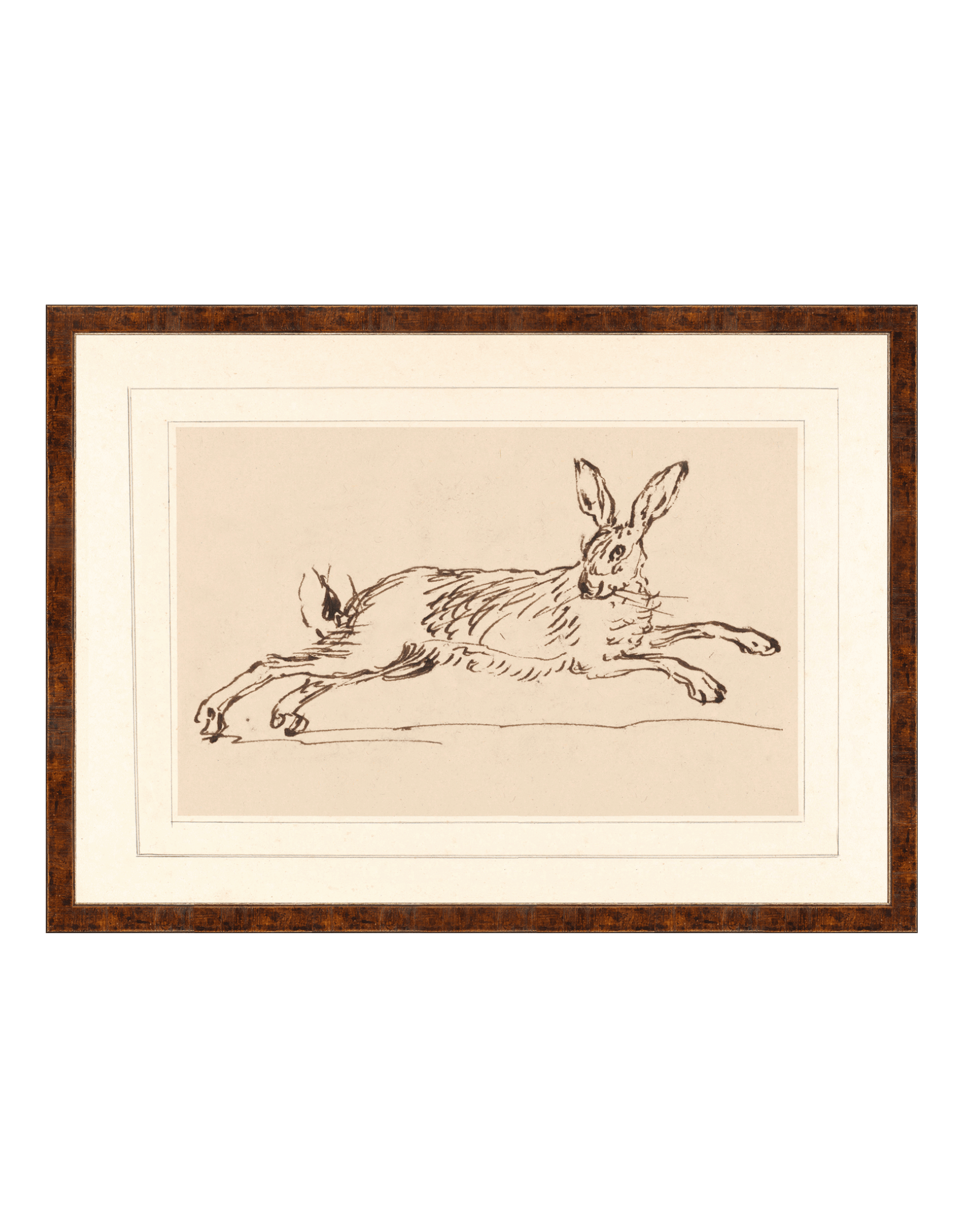 running rabbit artwork with brown frame