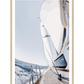 Sailing artwork with natural wood frame molding