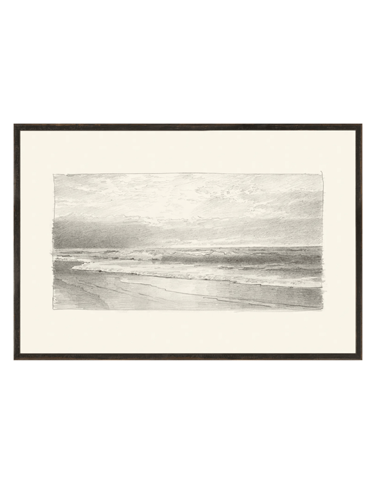 black and white sketched seascape