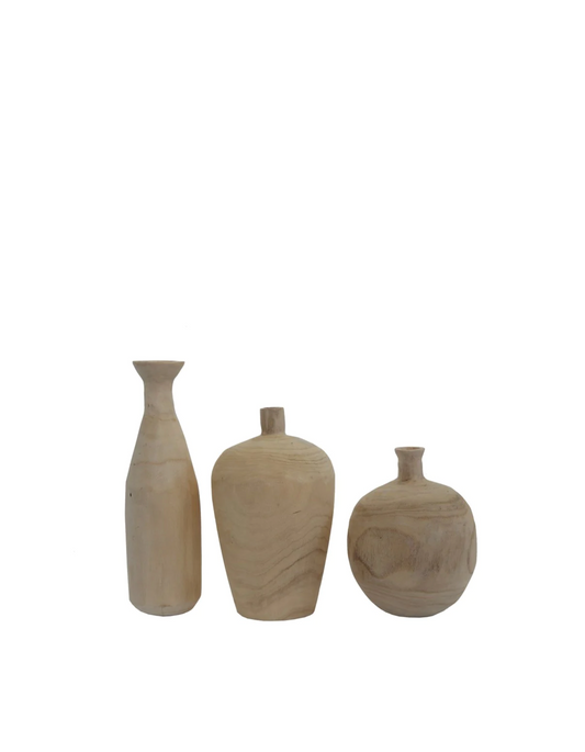 Sara Wooden Vase Set